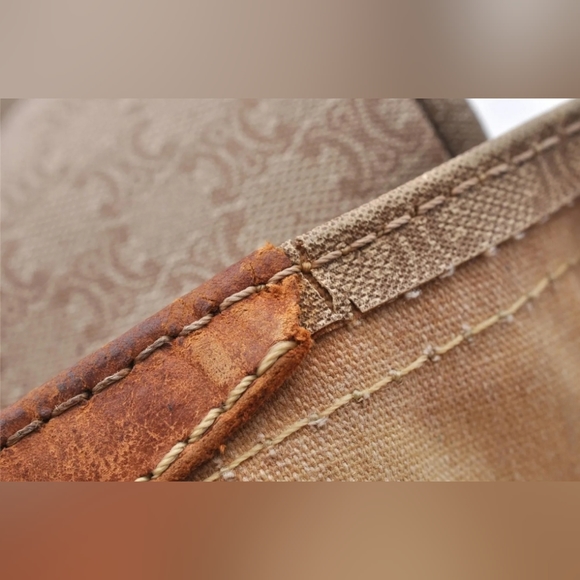 Authentic CELINE Macadam Blason Pattern Hand Tote Bag Leather Beige GREAT! - Picture 4 of 16